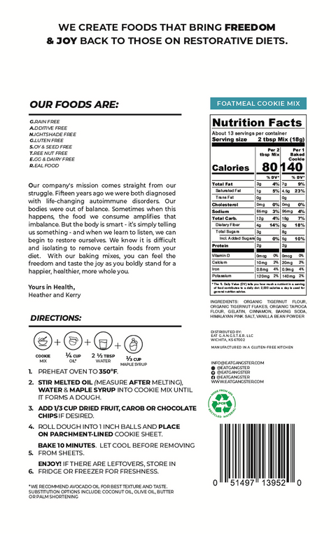 Oatmeal Schmoatmeal / Foatmeal Cookie Mix